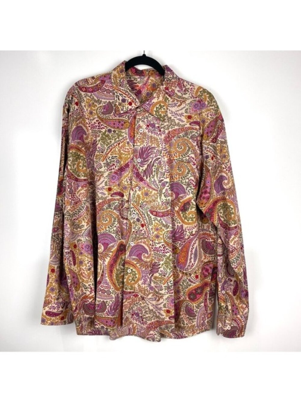 Alan Flusser Men's Paisley Long Sleeve Button Down Dress Shirt Size XXL Cotton